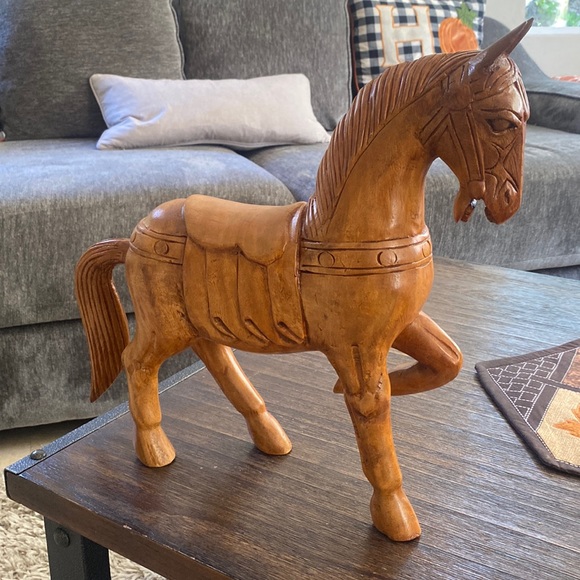 Art Wood Horse Statue Poshmark